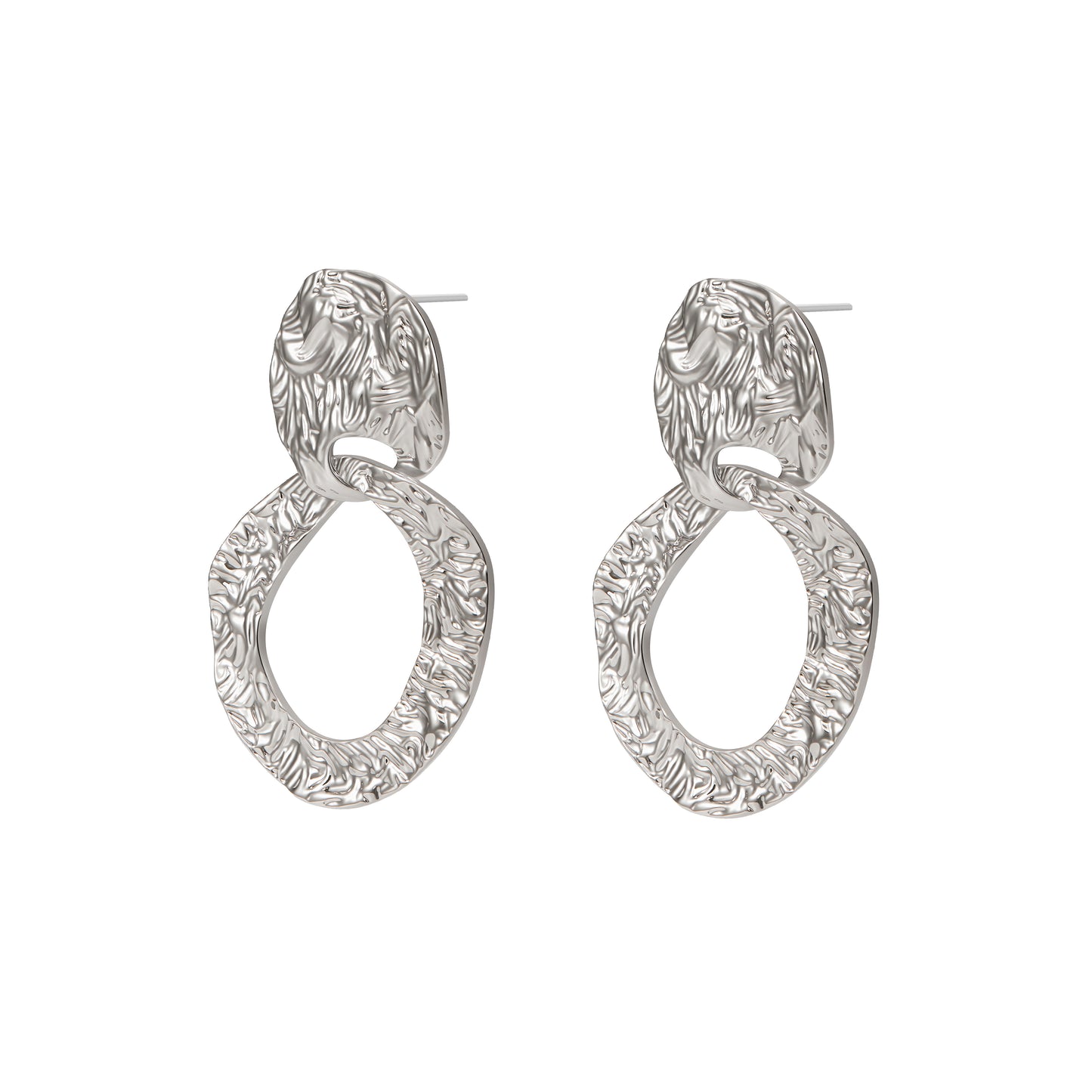 Silver indented leave and loop