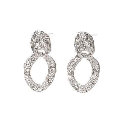 Silver indented leave and loop