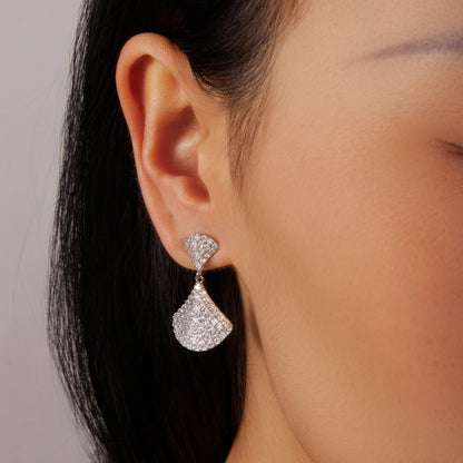 Hushed Leaf (2 silver crystal fans)